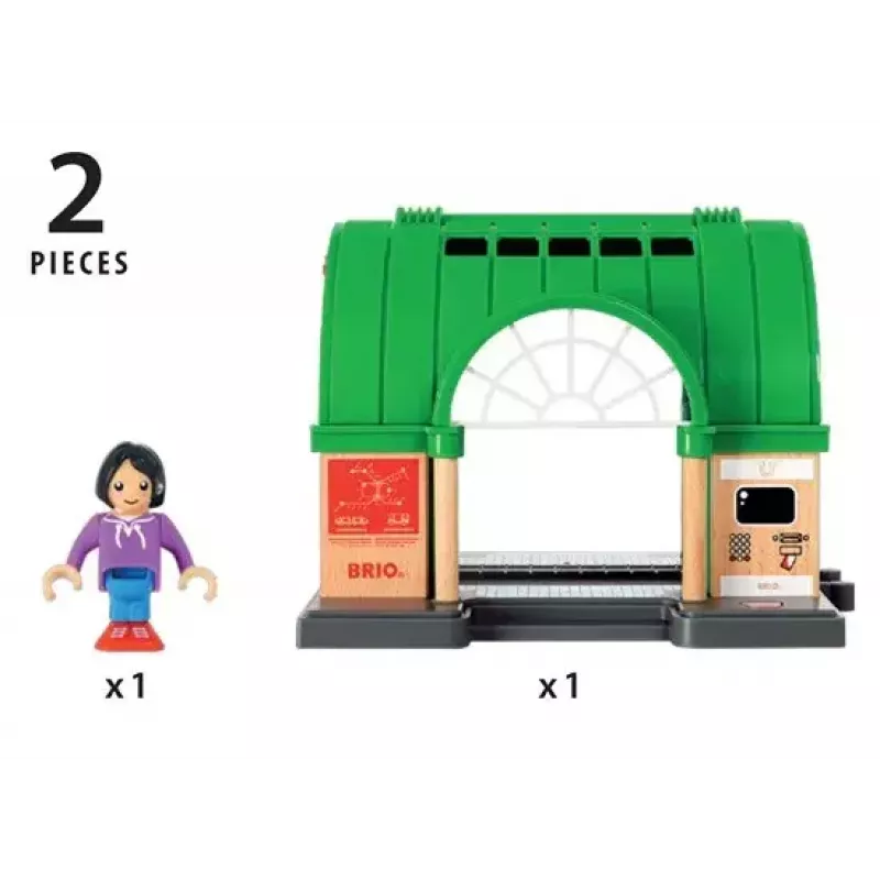 BRIO World 33649 Estación central con máquina expendedora de billetes, Verde/Gris