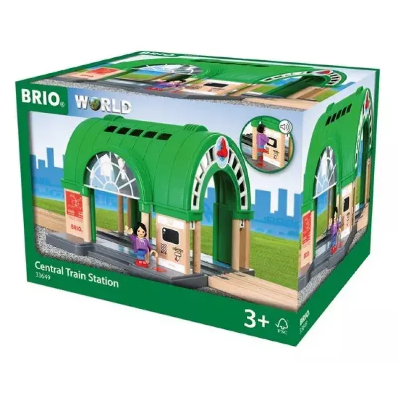 BRIO World 33649 Estación central con máquina expendedora de billetes, Verde/Gris