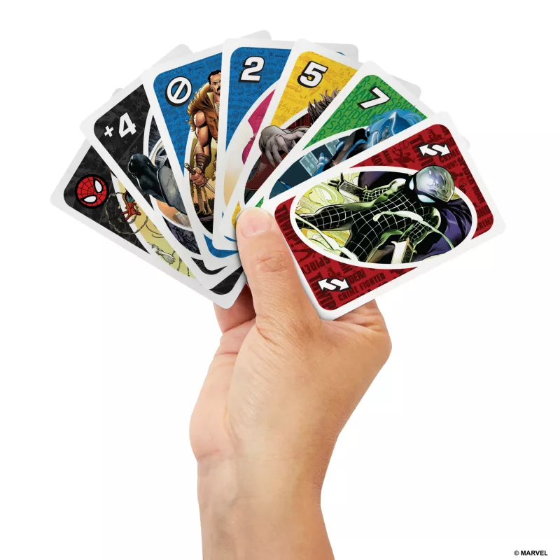 UNO The Amazing Spider-Man juego de cartas para niños, adultos y noche familiar inspirado en la serie de cómics de Marvel