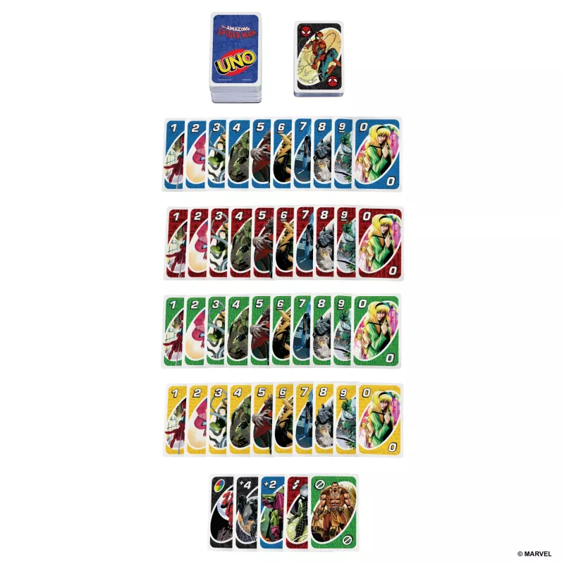 UNO The Amazing Spider-Man juego de cartas para niños, adultos y noche familiar inspirado en la serie de cómics de Marvel