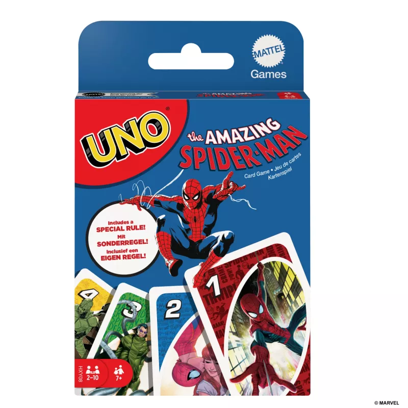 UNO The Amazing Spider-Man juego de cartas para niños, adultos y noche familiar inspirado en la serie de cómics de Marvel