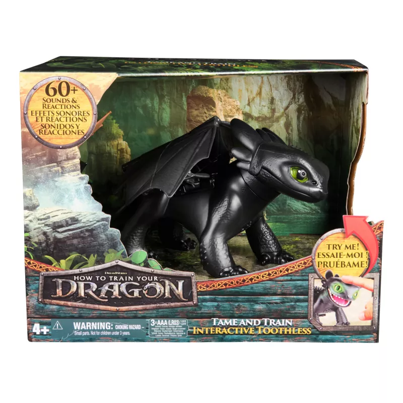 Figura interactiva de dragón Desdentao con efectos de luz y sonido — Spin Master Cómo entrenar a tu dragón