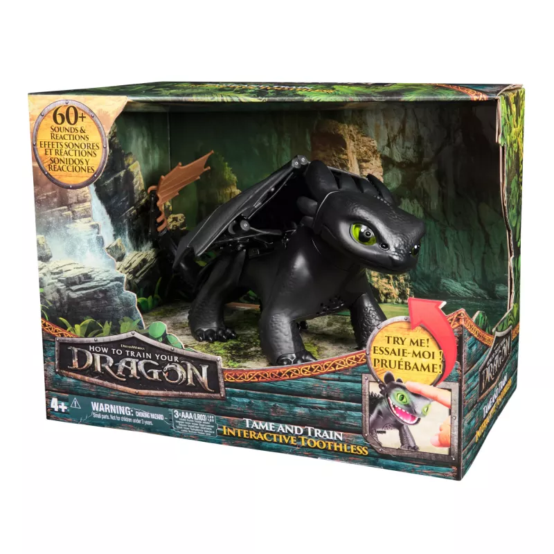 Figura interactiva de dragón Desdentao con efectos de luz y sonido — Spin Master Cómo entrenar a tu dragón