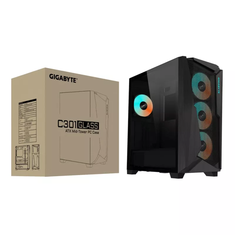 GIGABYTE C301 GLASS Torre Midi Negra