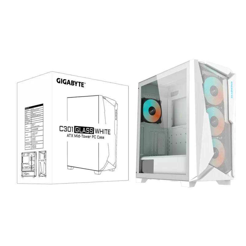 GIGABYTE C301GW Caja de ordenador Torre Midi Blanca