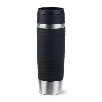 Vaso de viaje EMSA Travel Mug Waves Grande 500 ml negro, acero inoxidable