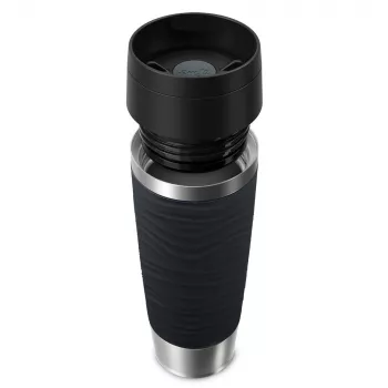 Vaso de viaje EMSA Travel Mug Waves Grande 500 ml negro, acero inoxidable