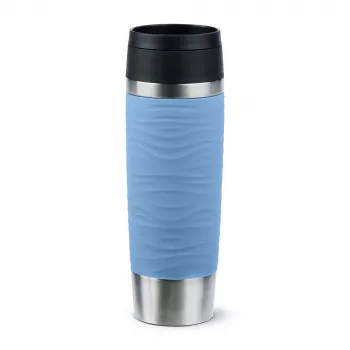 Vaso de viaje EMSA Travel Mug Waves Grande 500 ml azul, acero inoxidable