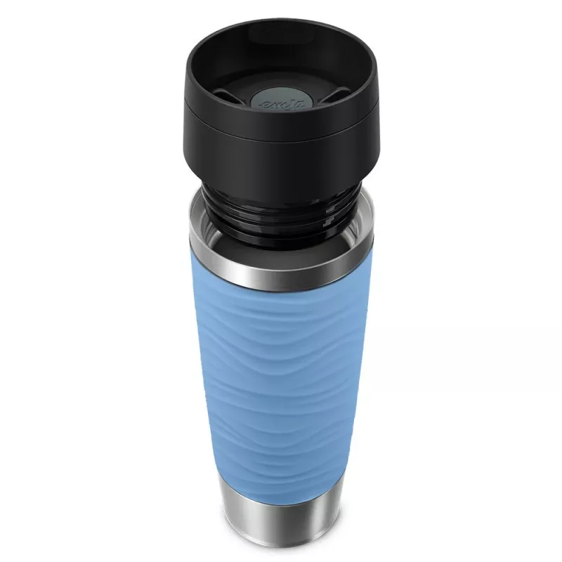 Vaso de viaje EMSA Travel Mug Waves Grande 500 ml azul, acero inoxidable