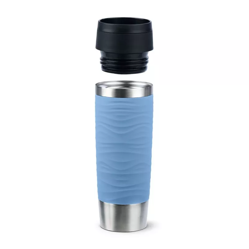 Vaso de viaje EMSA Travel Mug Waves Grande 500 ml azul, acero inoxidable