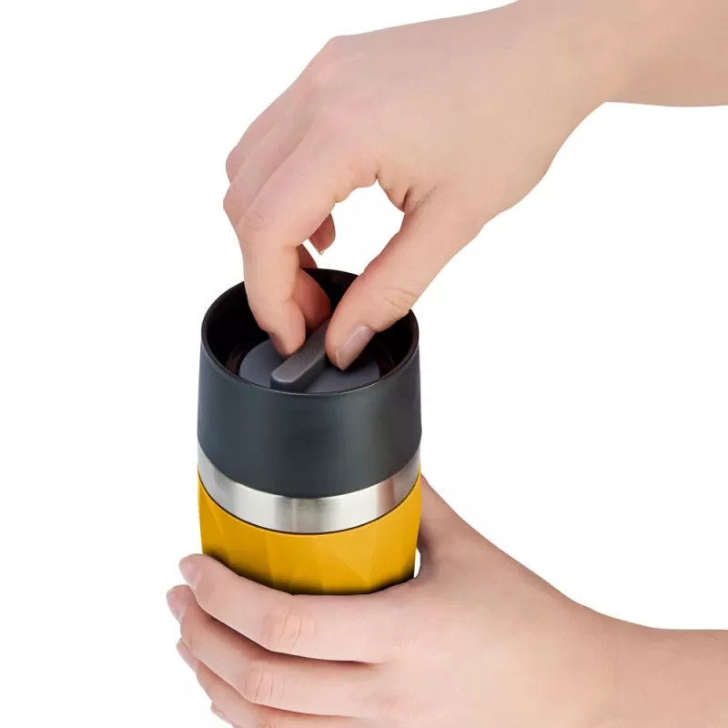 Vaso de viaje EMSA Travel Mug Compact 300 ml acero inoxidable, amarillo