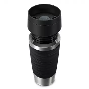 Vaso de viaje EMSA Travel Mug Waves 360 ml negro acero inoxidable