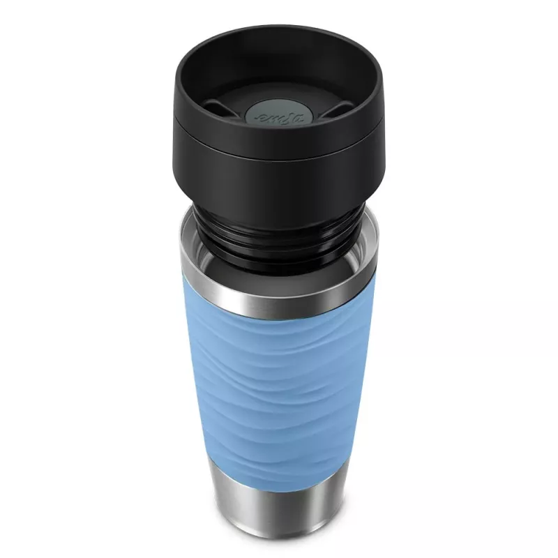 Vaso de viaje EMSA N20213 azul claro, acero inoxidable, 0,36 L, aislamiento al vacío
