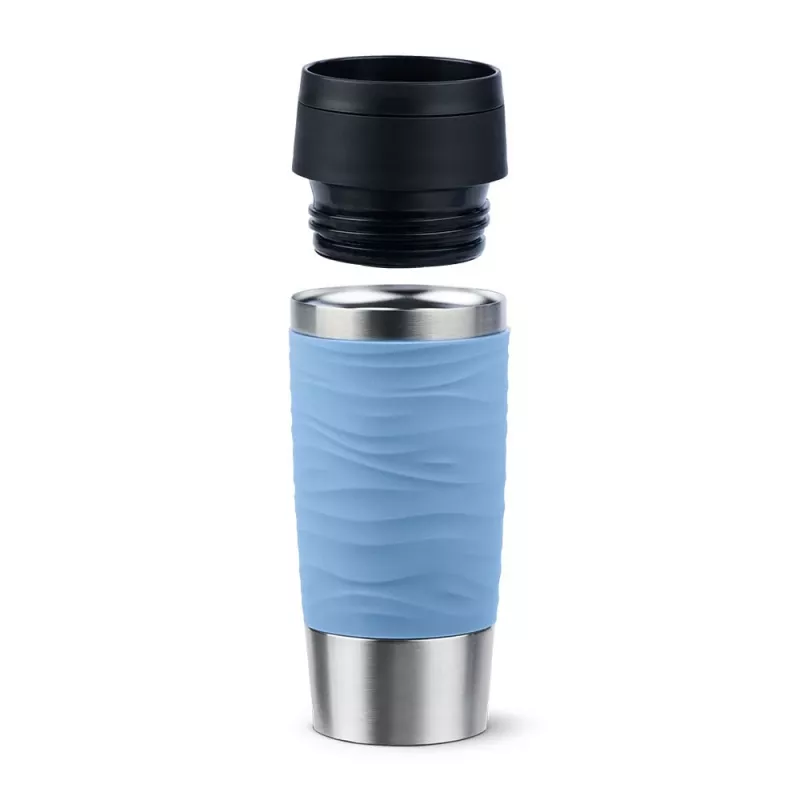 Vaso de viaje EMSA N20213 azul claro, acero inoxidable, 0,36 L, aislamiento al vacío