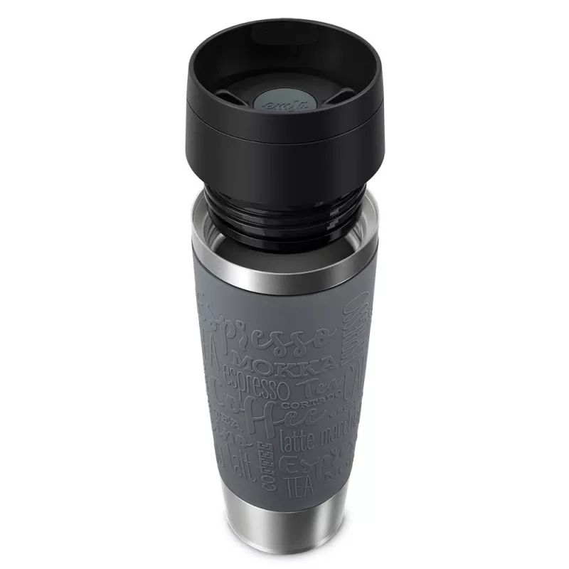 EMSA N2022300 Travel Mug Classic Grande taza térmica, 500 ml, acero inoxidable/PP/silicona, tapa Quick Press, gris