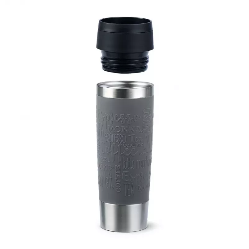 EMSA N2022300 Travel Mug Classic Grande taza térmica, 500 ml, acero inoxidable/PP/silicona, tapa Quick Press, gris