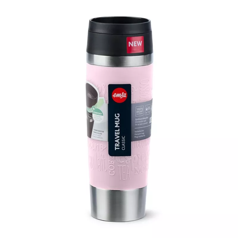 Vaso de viaje EMSA Travel Mug Classic Grande 500 ml rosa, acero inoxidable