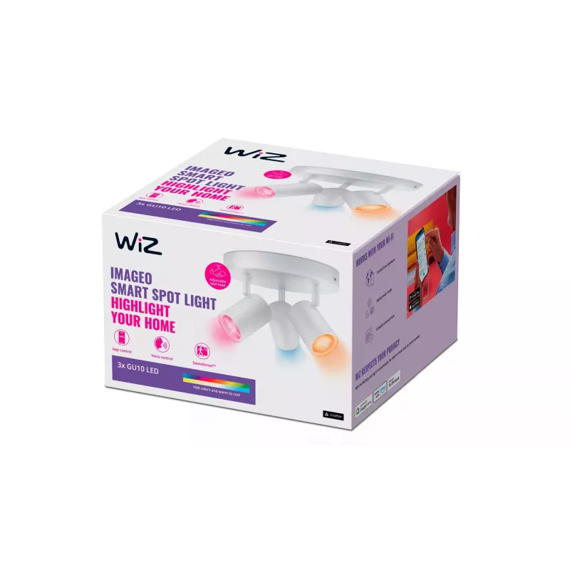Foco inteligente WiZ IMAGEO 3 focos orientables placa redonda blanco
