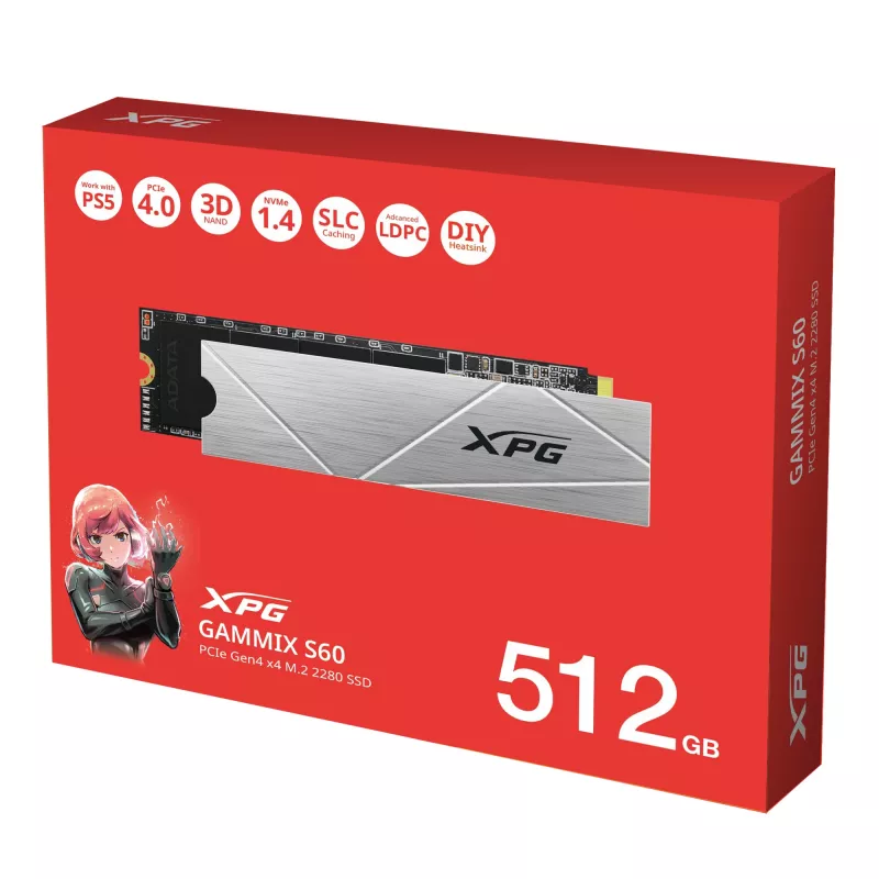 Disco SSD ADATA 512 GB M.2 PCI Express 4.0 NVMe GAMMIX S60