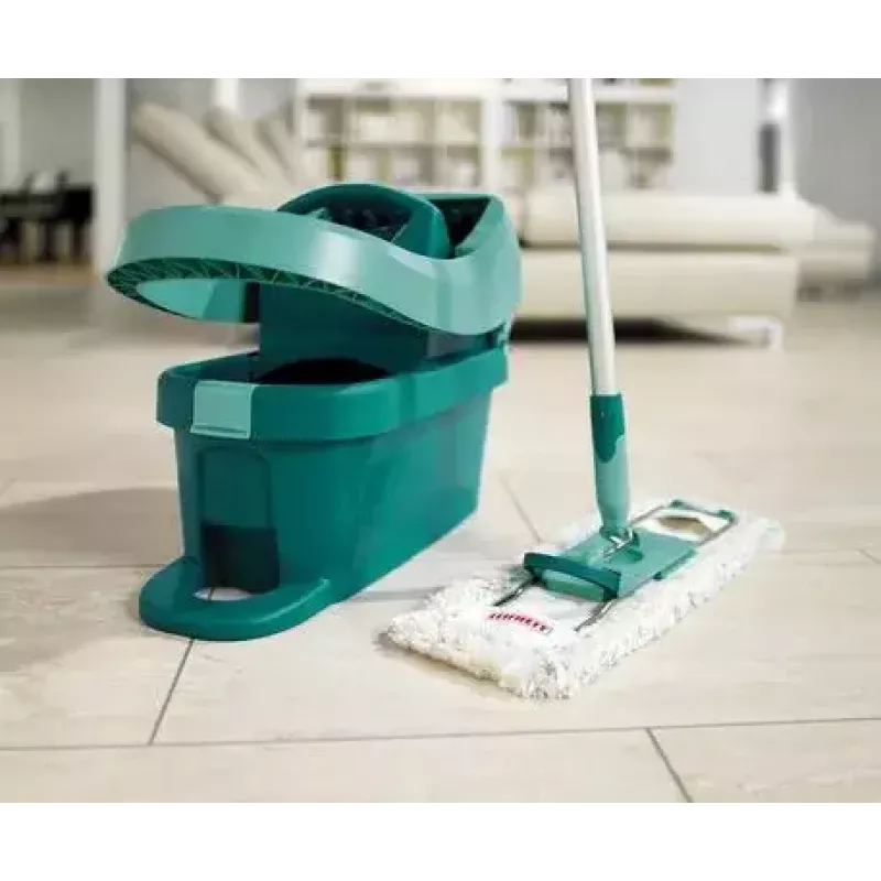 Cubo con sistema de fregado Leifheit 55076 — escurridor ergonómico, gran capacidad, verde