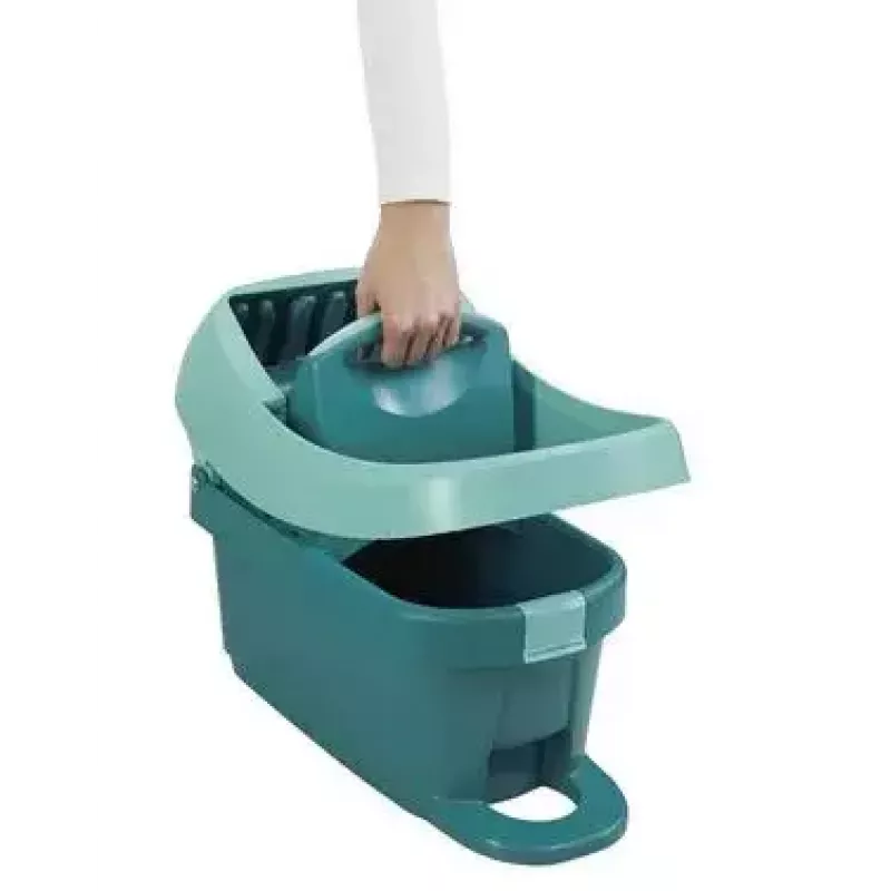 Cubo con sistema de fregado Leifheit 55076 — escurridor ergonómico, gran capacidad, verde
