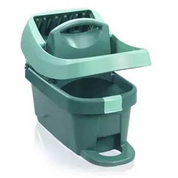 Cubo con sistema de fregado Leifheit 55076 — escurridor ergonómico, gran capacidad, verde