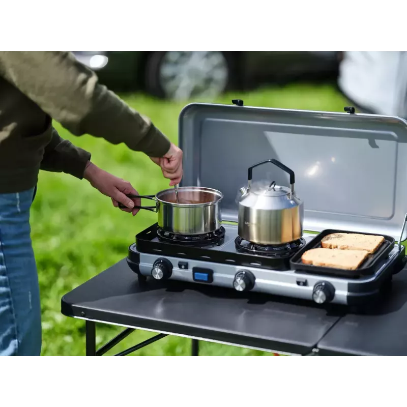 Hornillo de combustible líquido Campingaz 2 MULTI COOK, 2 zonas de cocción, regulación manual