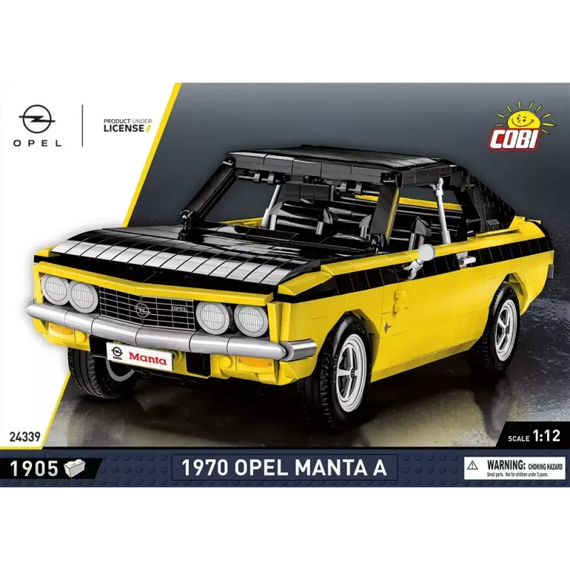 Juguete de construcción Cobi Opel Manta A 1970 modelo a escala 1:12, set de bloques