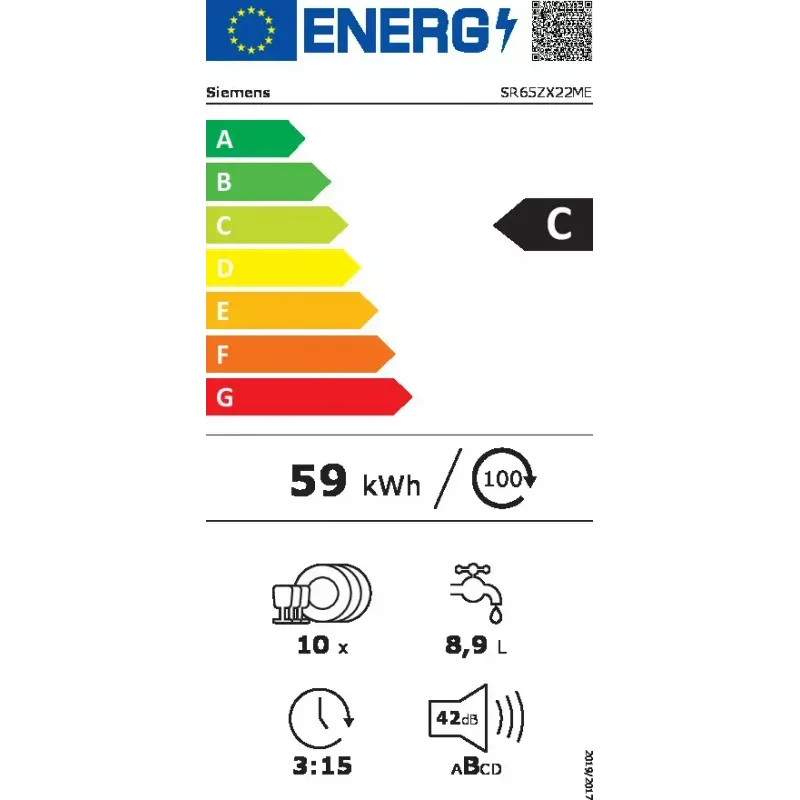 Lavavajillas Siemens iQ500 SR65ZX22ME totalmente integrable 10 cubiertos C