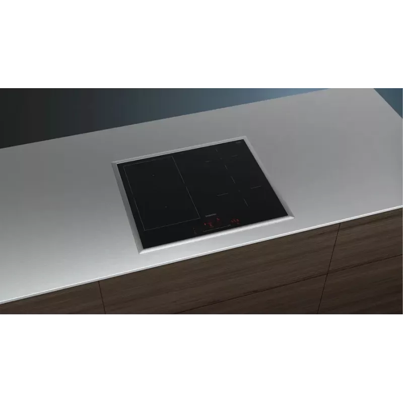 Placa de inducción Siemens iQ500 ED64RHSB1E 4 zonas de encastre 60 cm negro/acero inoxidable control táctil