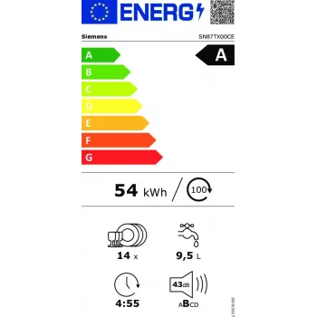 Lavavajillas Siemens iQ700 SN87TX00CE totalmente integrado 14 cubiertos
