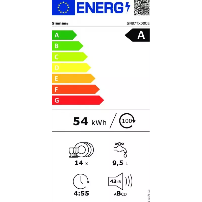Lavavajillas Siemens iQ700 SN87TX00CE totalmente integrado 14 cubiertos