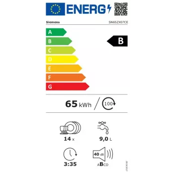 Siemens iQ500 SN65ZX07CE lavavajillas totalmente integrable 14 cubiertos