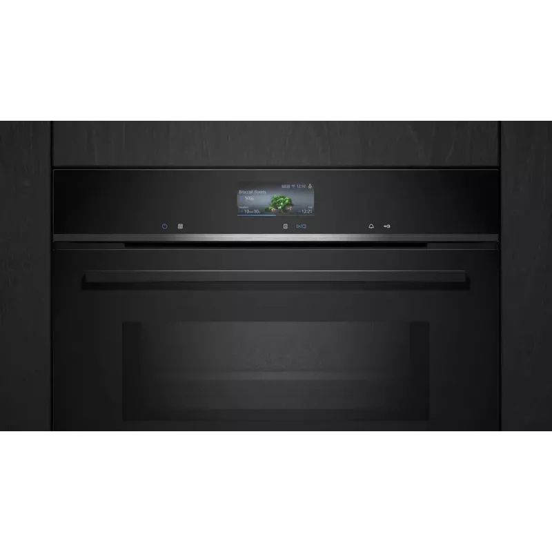 Siemens iQ700 CM776GKB1 horno 45 L 900 W negro, acero inoxidable