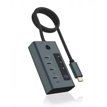 ICY BOX IB-HUB1454-C31 USB 3.2 Gen 1 (3.1 Gen 1) Type-C 10000 Mbit/s azul, gris
