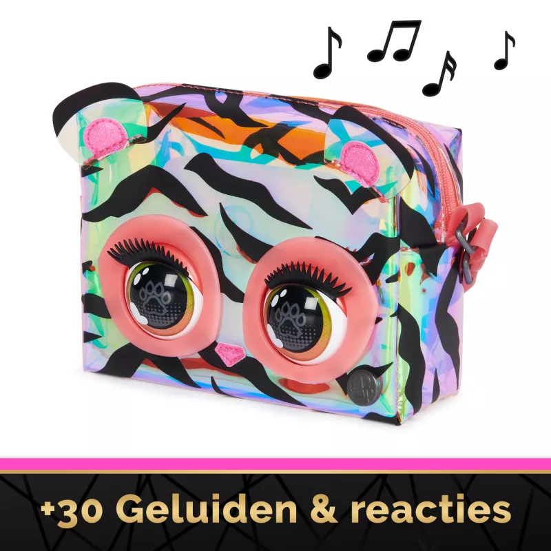 Purse Pets, Purrisma mascota tigre interactiva de juguete y bolso bandolera, más de 30 sonidos y reacciones, juguete para niñas y preadolescentes