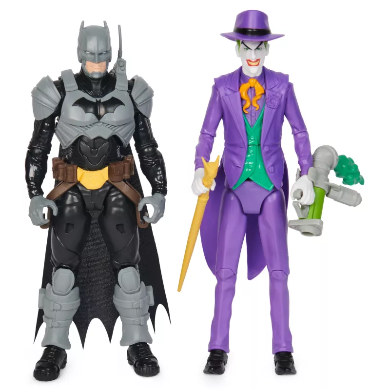 DC Comics, Batman Adventures, set de figuras de acción Batman vs The Joker, 2 figuras, 12 accesorios de armadura, juguete de superhéroes de 30,5 cm para niños y niñas