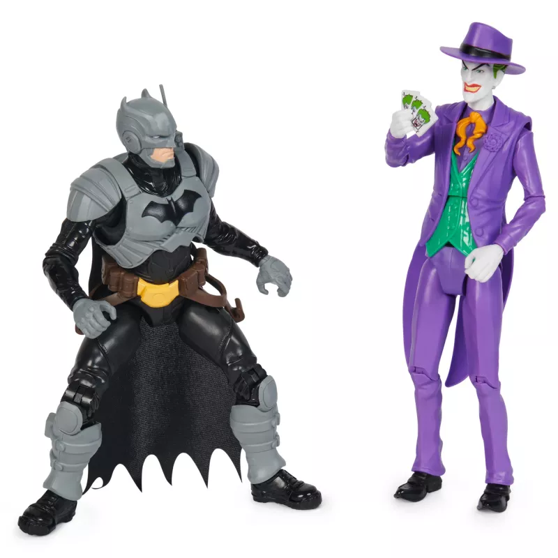 DC Comics, Batman Adventures, set de figuras de acción Batman vs The Joker, 2 figuras, 12 accesorios de armadura, juguete de superhéroes de 30,5 cm para niños y niñas