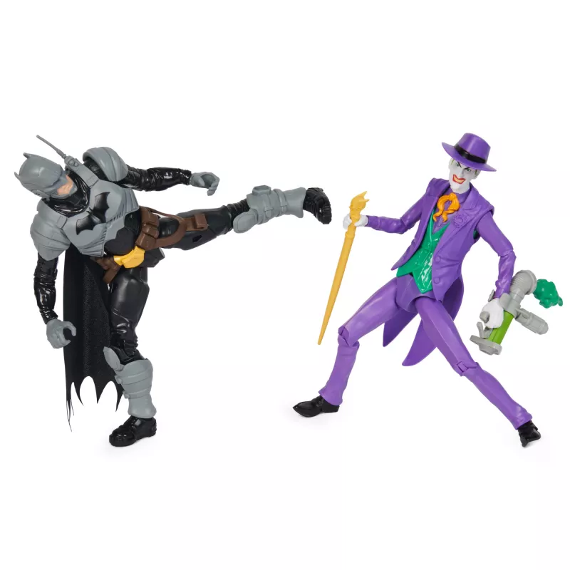 DC Comics, Batman Adventures, set de figuras de acción Batman vs The Joker, 2 figuras, 12 accesorios de armadura, juguete de superhéroes de 30,5 cm para niños y niñas