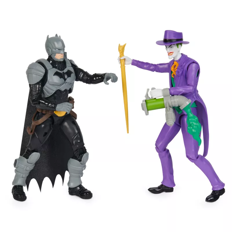 DC Comics, Batman Adventures, set de figuras de acción Batman vs The Joker, 2 figuras, 12 accesorios de armadura, juguete de superhéroes de 30,5 cm para niños y niñas