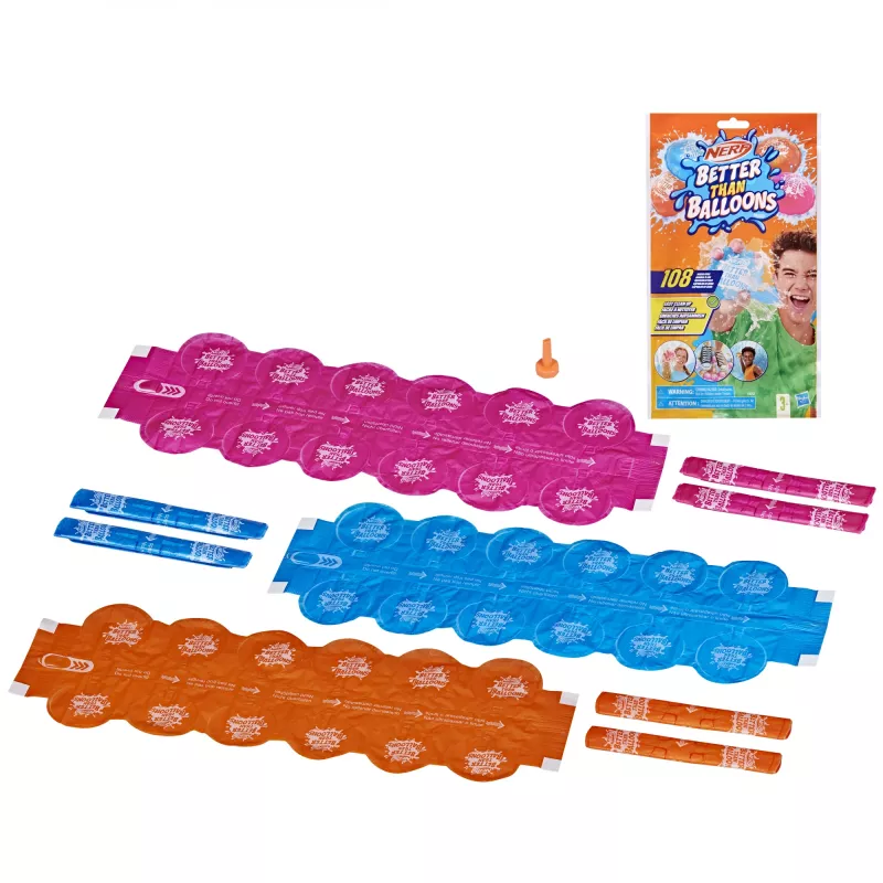 Nerf Super Soaker Better Than Balloons juguete de agua, fácil de recoger en una pieza, 108 pods, muchas formas de juego, diversión acuática en el jardín, regalos para niños, edad 3+
