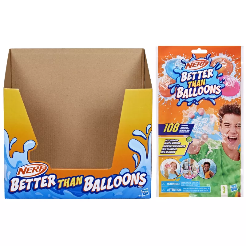 Nerf Super Soaker Better Than Balloons juguete de agua, fácil de recoger en una pieza, 108 pods, muchas formas de juego, diversión acuática en el jardín, regalos para niños, edad 3+