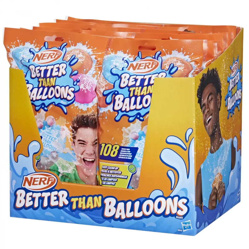 Nerf Super Soaker Better Than Balloons juguete de agua, fácil de recoger en una pieza, 108 pods, muchas formas de juego, diversión acuática en el jardín, regalos para niños, edad 3+