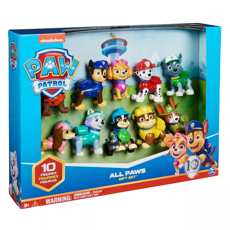 PAW Patrol, 10.º aniversario, All Paws On Deck, pack de regalo con 10 figuras de acción coleccionables, juguete para niños a partir de 3 años
