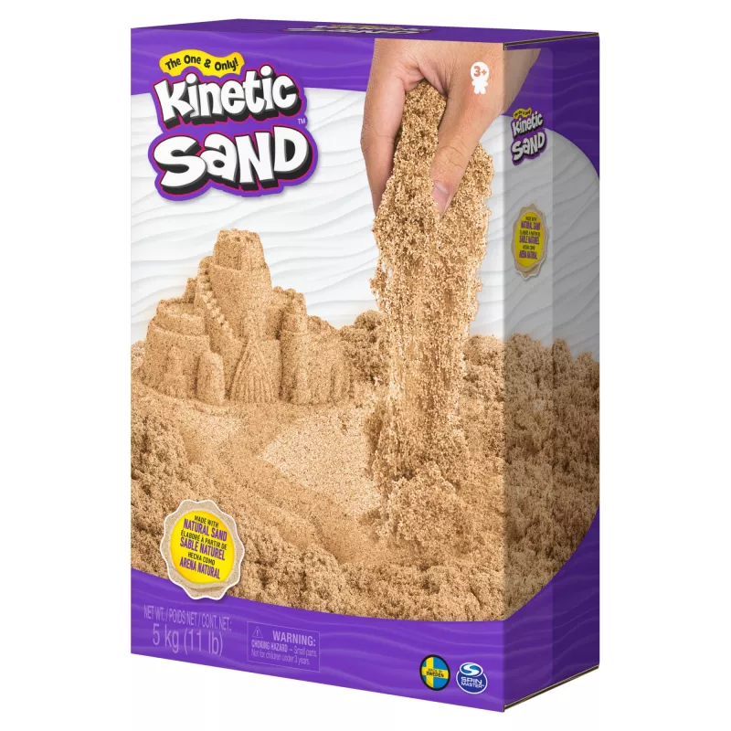 Kinetic Sand, 11 libras (5 kg) de arena de juego marrón natural para manualidades, arenero, Amazon Exclusivo (el envase puede variar), juguetes sensoriales moldeables para niños a partir de 3 años