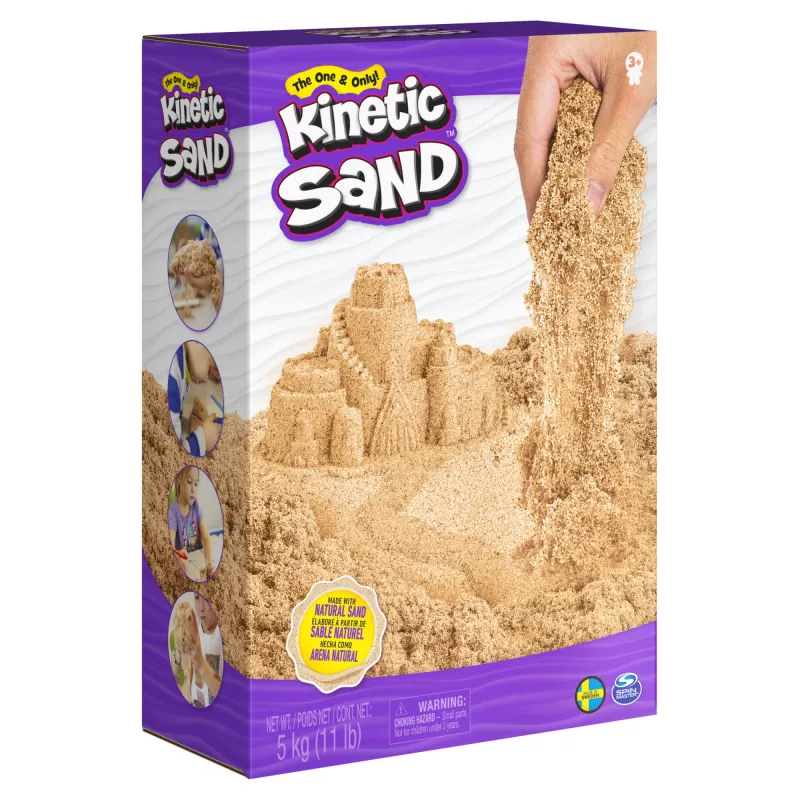 Kinetic Sand, 11 libras (5 kg) de arena de juego marrón natural para manualidades, arenero, Amazon Exclusivo (el envase puede variar), juguetes sensoriales moldeables para niños a partir de 3 años