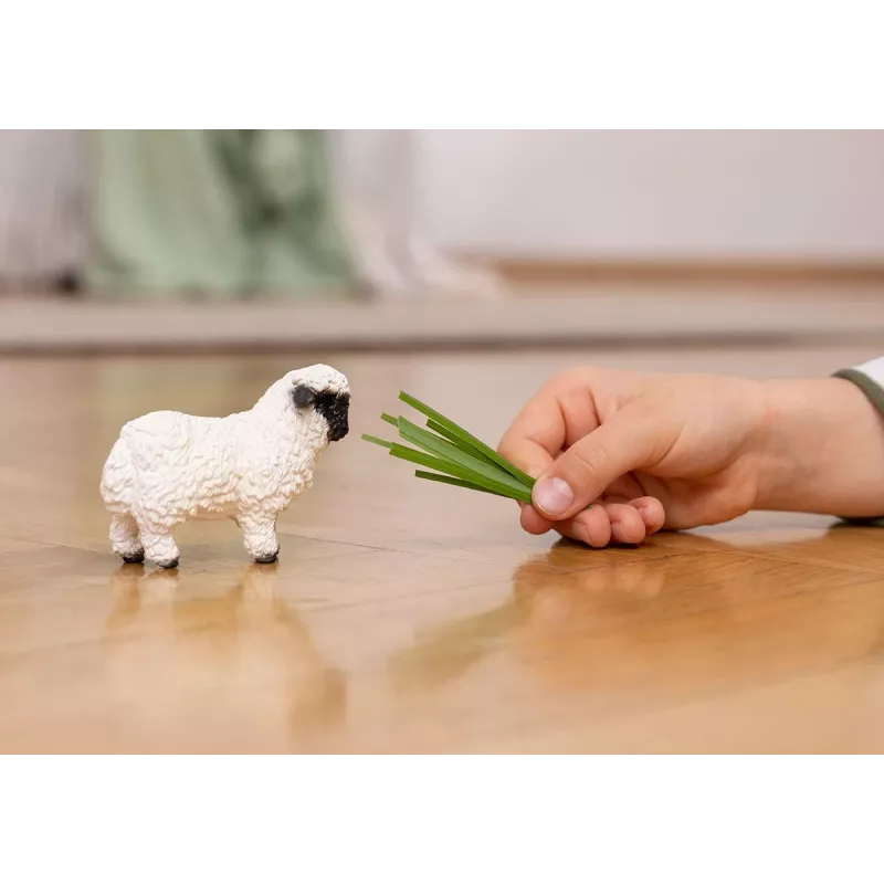 schleich Oveja de nariz negra del Valais, 3 años, granja, animales de granja / juguete de granja, negro, blanco, plástico