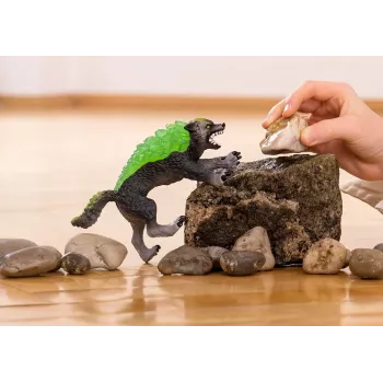 Figura Schleich ELDRADOR CREATURES Lobo de granito modelo 70153, edad 7+, verde/gris