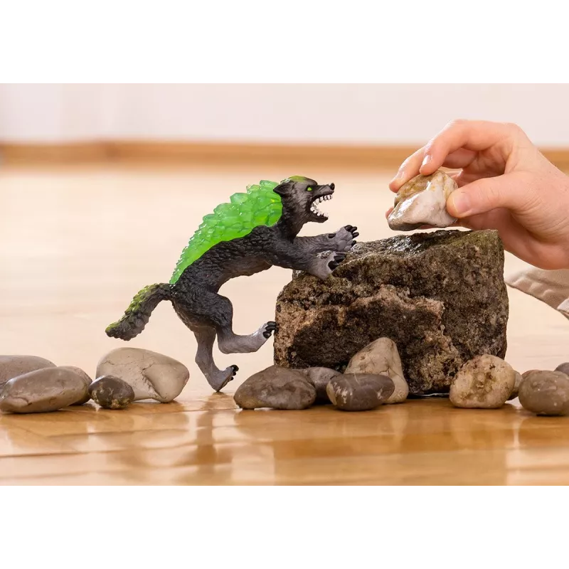 Figura Schleich ELDRADOR CREATURES Lobo de granito modelo 70153, edad 7+, verde/gris