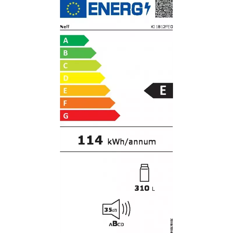 Frigorífico empotrable NEFF KI1812FE0 — 310 l de capacidad útil, lámpara LED, apertura de puerta a la derecha, clase energética E